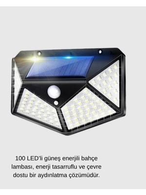 Ulu Pazarlama 100 LED Güneş Enerjili Bahçe Lambası – Pır Sensörlü, IP65 Su Geçirmez Dış Mekan Aydınlatma