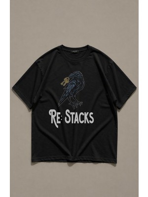 Fuddy Moda Unisex Bon Iver Re: Stack Baskılı Tişört, Oversize Indie Folk Temalı T-Shirt