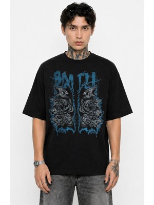 Fuddy Moda Unisex Bmth Bring Me The Horizon Baskılı Tişört, Oversize Rock Band Temalı Bisiklet Yaka T-Shirt