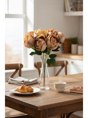 Nettenevime Yapay Çiçek Hardal Renk 9lu Şakayık Demeti Buket 40*25CM