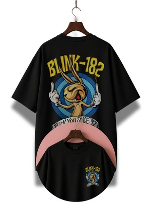Fuddy Moda Unisex BLINK-182 Since 92 Sırt Baskılı Tişört, Oversize Rock Band Temalı Bisiklet Yaka T-Shirt