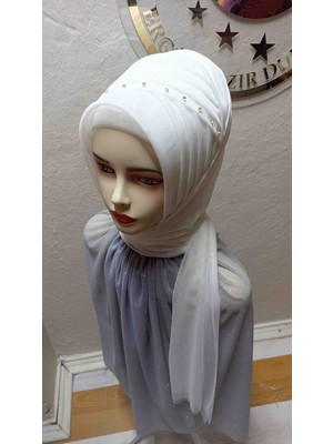 Ergül Hazır Duvak Simsiz Beyaz Nuray Hazir Turban,hazır Duvak,hazır Şal,abiye Şal, Düğün,sünnet,mezuniyet