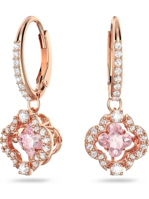 Swarovski Sparkling Dc Clover Küpe Pembe Pembe Altin Rengi Kaplama