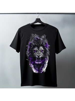 Timisiva Mavi Aslan Erkek Kadın Premium Tişört %100 Pamuk Oversize Basic Günlük Şık T-Shirt