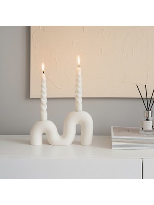 Lumi Home M Form Modern Dalgalı  Iskandinav Tasarım Şamdan I Mumluk