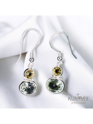 KURTAY JEWELLERY Citrine ve Green Amethyst Taşlı Gümüş Küpe