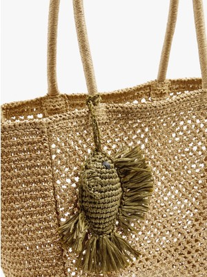 Parfois Kadın Charm'lı hasır Efektli Shopper Çanta