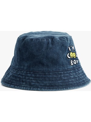 Koton Nakış Detaylı Jean Bucket Şapka