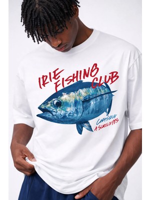 Premium Balık Desenli Oversize Tişört %100 Pamuk Unisex