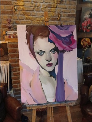 Galeri Mavi “woman” Akrilik Röprodüksiyon Tablo | 50X70 cm | Kanvas | Çerçevesiz | El Yapımı