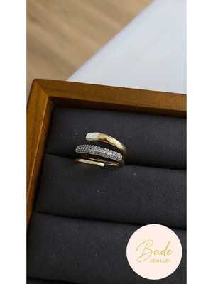 Vip Gold Ayarlanabilir Sarmal Model Taşlı Kararmaz Çelik Yüzük