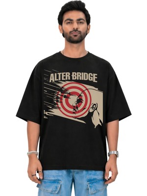 Fuddy Moda Unisex Alter Bridge Baskılı Tişört, Oversize Rock Band Temalı Bisiklet Yaka T-Shirt