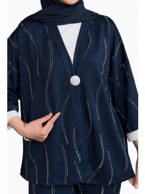 Lubiti Modal Kumaş Taş Baskılı Kimono Takım