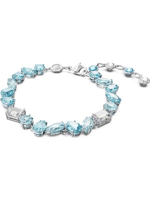 Swarovski Gema Bileklik Mixed Cut Mavi Rodyum Kaplama