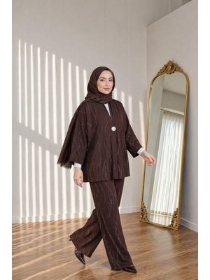 Lubiti Modal Kumaş Taş Baskılı Kimono Takım
