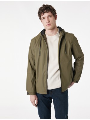 Koton Uzun Kollu Fermuarlı Slim Fit Kapşonlu Yağmurluk