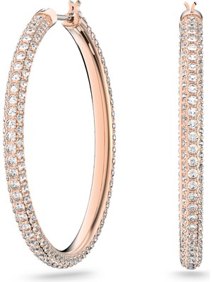 Swarovski Stone Hoop Küpe Pembe Pembe Altin Rengi Kaplama