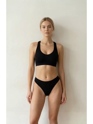 Luord - Store Kadın Siyah Desteksiz Seamless Tangalı Iç Çamaşır Takımı – Modern, Konforlu