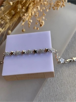 Xuping Silver Taşlı Sıralı Yıldız Model Şık Kararmaz Bileklik 17+2 cm