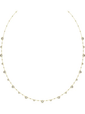 Swarovski Imber Strand Kolye Round Cut Beyaz Altin Rengi Kaplama
