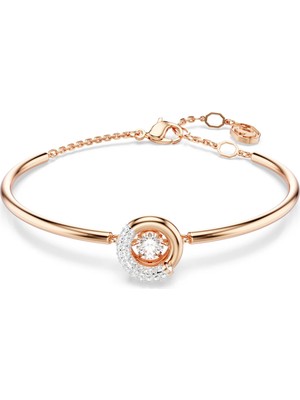 Swarovski Dextera Bangle Bileklik Round Cut Beyaz Pembe Altin Rengi Kaplama
