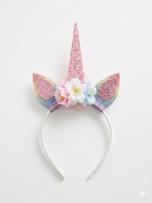 Laria Unicorn Simli Çiçekli Kız Bebek Çocuk Parti Tacı