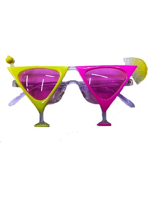 Ulu Pazarlama Sarı Pembe Renk Martini Parti Gözlüğü (5570)