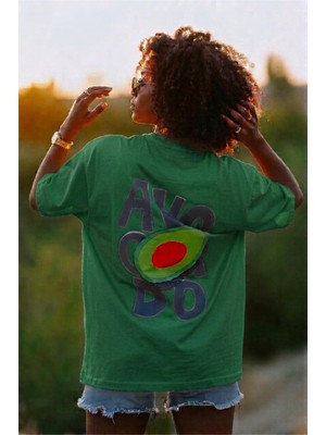 Oksit Avacado Sırt Baskılı Oversize Unisex Pamuklu Tişört