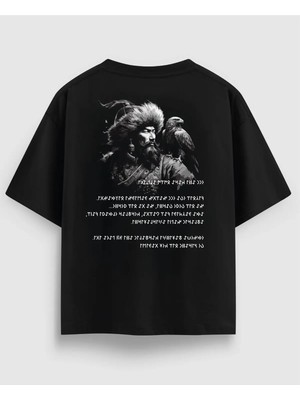 Oversize Beyaz Tişört Erkek – Kartal ve Savaşçı Baskılı, %100 Pamuk, Premium Kalite Streetwear