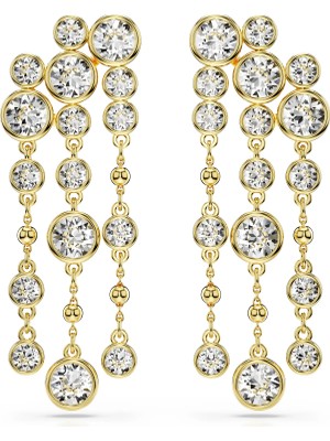 Swarovski Imber Drop Küpe Round Cut Avize Beyaz Altin Rengi Kaplama
