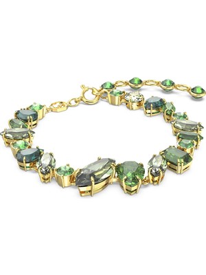 Swarovski Gema Bileklik Mixed Cut Yeşil Sari Altin Rengi Kaplama