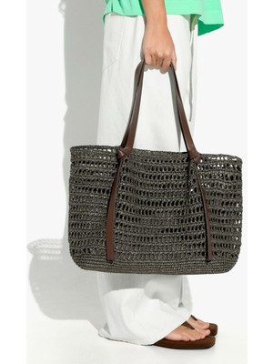 Parfois Kadın Içi Çıkarılabilir Hasır Görünümlü Shopper Çanta