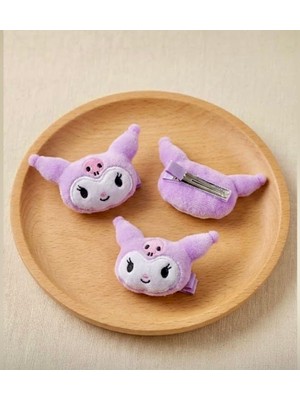 The Littles Kids Kuromi Figürlü Yumuşak Peluş Model Mor Renk Pensli Yan Toka - 2 Adet