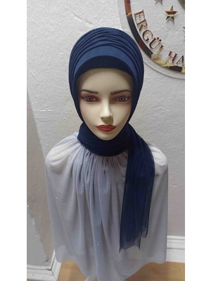 Ergül Hazır Duvak Simsiz Koyu Lacivert Tekli Hazir Turban,hazır Duvak,hazır Şal,abiye Şal, Düğün,sünnet,mezuniyet