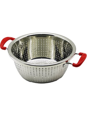 Ulu Pazarlama 24CM Plastik Kulplu Çelik Sepet Metal Süzgeç (5570)