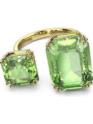 Swarovski Millenia Yüzük Octagon Cut Yeşil Sari Altin Rengi Kaplama 52
