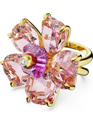 Swarovski Florere Yüzük Flower Pembe Sari Altin Rengi Kaplama 62