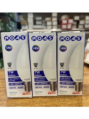 Noas Buji Ampül 7W E-14 Tasarruflu Ampül (3lü Paket)