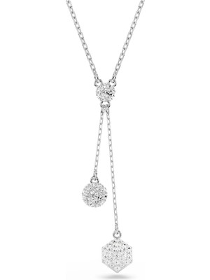 Swarovski Dextera Y Kolye Round Cut Küre ve Küp Beyaz Rodyum Kaplama