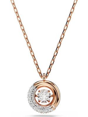 Swarovski Dextera Kolye Round Cut Beyaz Pembe Altin Rengi Kaplama