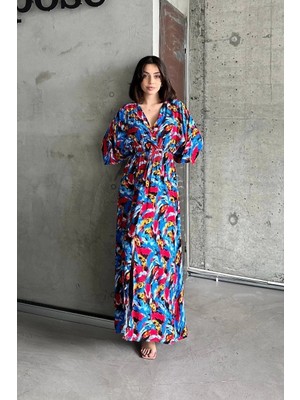 Luord - Store Dokuma Baskılı Yarasa Kol Elbise S8124