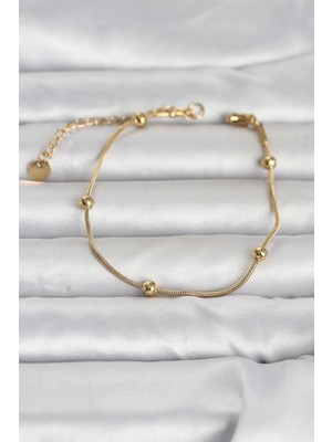 Marsilyan 316L Çelik Gold Renk Top Zincirli Kadın Bileklik - TJ-BB8393