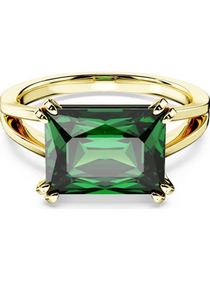 Swarovski Matrix Yüzük Rectangular Cut Yeşil Sarı Altın Rengi Kaplama 58