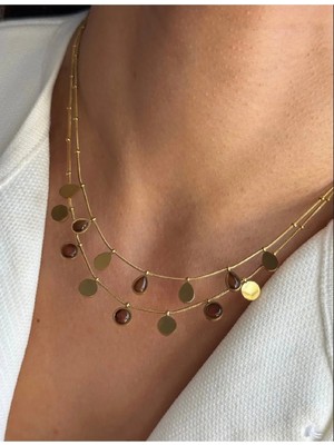 Gold Mini Madalyon Detaylı Kararmaz Kolye