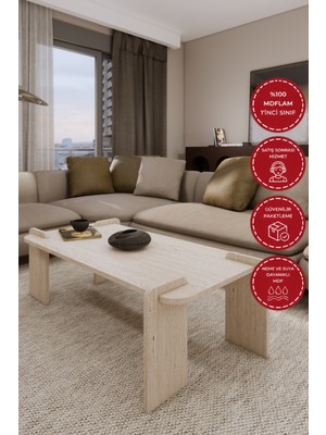 Odaco Fuji Modern Premium Oval Ayaklı %100 Mdflam Salon Orta Sehpa 120X60X40 cm