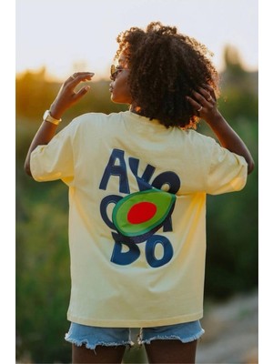 Oksit Avacado Sırt Baskılı Oversize Unisex Pamuklu Tişört