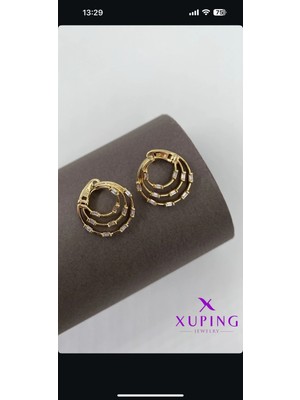 Xuping Gold Taşlı Modern Tarz Kararmaz Çelik Küpe