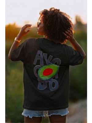 Oksit Avacado Sırt Baskılı Oversize Unisex Pamuklu Tişört
