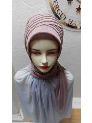 Ergül Hazır Duvak Simsiz Vizon Nuray Model Hazir Turban,hazır Duvak,hazır Şal,abiye Şal, Düğün,sünnet,mezuniyet