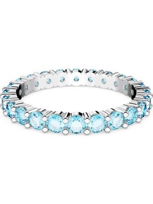 Swarovski Matrix Yüzük Round Cut Mavi Rodyum Kaplama 62